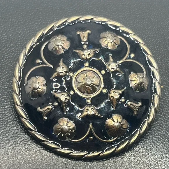 Andresen & Scheinpflug Norway vintage Sterling Silver Black Enamel Brooch pin - Picture 2 of 16